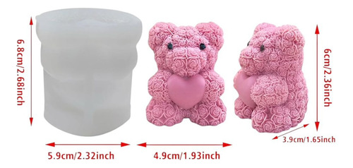 Molde Silicon Oso Osito Bouquet Rosas Corazon Vela Jabon Blanco