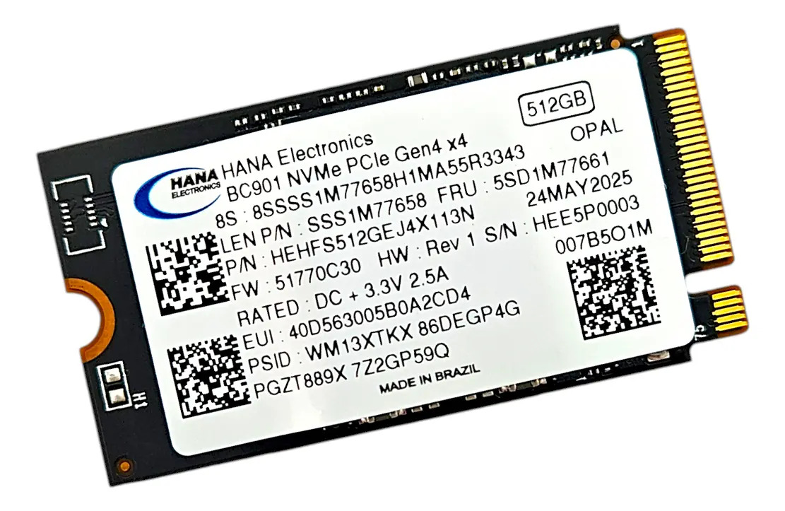 Ssd Nvme M.2 2242 512gb Hana Pcie Gen4x4 Bc901 Com Ciclos Preto