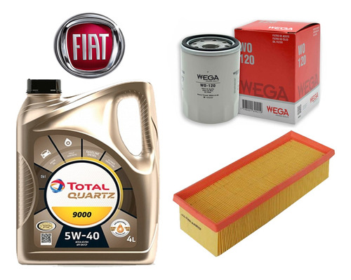 Kit Filtros Fiat Uno Fire 1.4 + Aceite Total 9000 5w40 4l