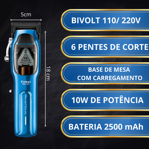Maquina Cortar Cabelo Sem Fio Profissional Ultra Potente 10w