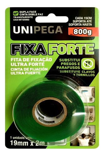 Kit 10 Fita Dupla Face 19mm X 2m Fixa Forte Interno