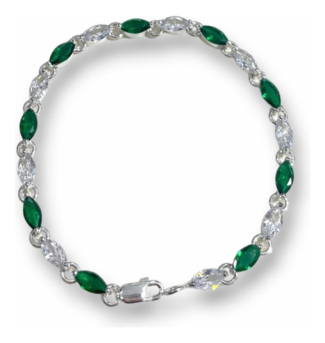 Pulsera De Piedras Plata 925 Mexicana Verde Calidad Mujer