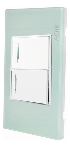 Placa 2 Apagadores Escalera Tiffany Cristal Aqua Adir 4114