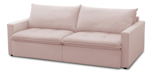 Sofá Cama Retrátil Reclinável Sala 208cm Lari Veludo Rosê