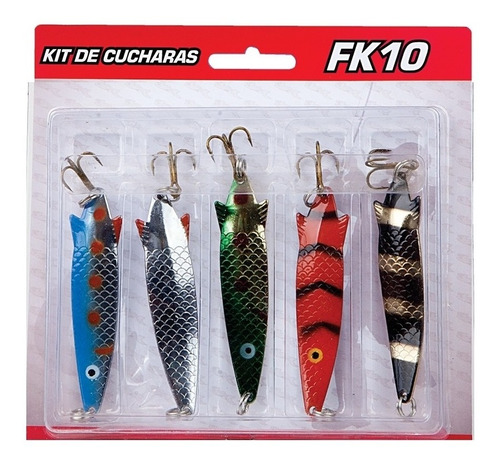 Kit 5 Cucharas Fk10 Waterdog Spinning Tobix Ondulantes 12 Gr Ideal Trucha Tararira Pesca Rio Lago Laguna