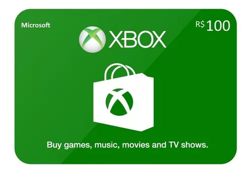 Compre agora o Cartão pré-pago XBOX Live Brasil R$100 para XBOX 360, XBOX  One e XBOX Series X/S.