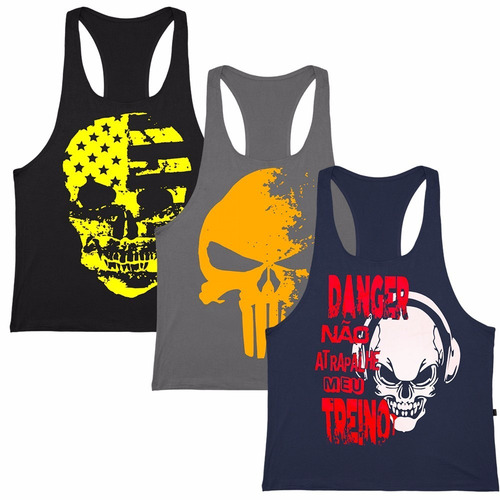 Imagem 1 de 10 de Kit 10 Regatas Cavada Masculina Academia Musculação Fitness