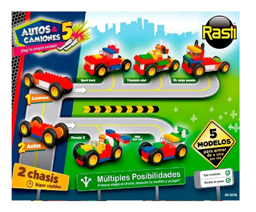 Imagen 6 de 11 de Ladrillos Bloques Rasti 50 Piezas Autos Y Camiones 5 01-1078