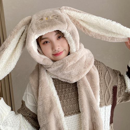 Gorro De Conejo Con Orejas Largas, Bufanda, Guantes, Cálido,