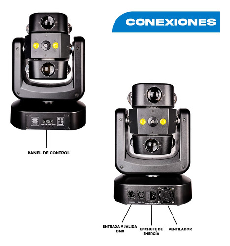 Cabeza Movil Led Rgb + Laser Luz Estrobo Dmx Dj