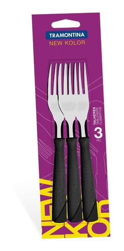 Imagen 1 de 8 de Set Juego 3 Tenedores Mango Plástico New Kolor Tramontina