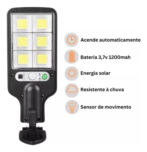 Luminária Solar Refletor 100w Led Com Sensor Automático