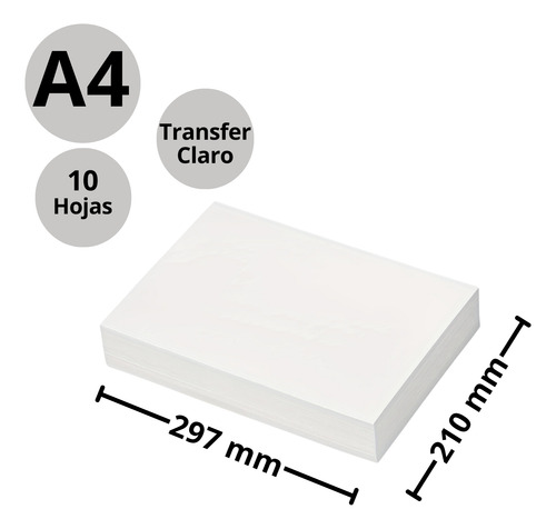Papel Transfer Telas Claras A4 X 10 Hojas