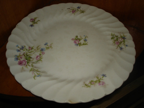 Plato Porcelana Antiguo Johnson Bros Blanco Dibujo De Flores