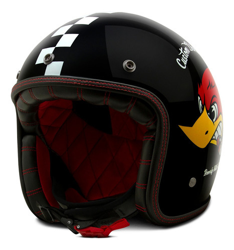 Capacete Aberto Custom Beverly Hills Moto Café Racer Etceter Cor Preto Tamanho do capacete 56