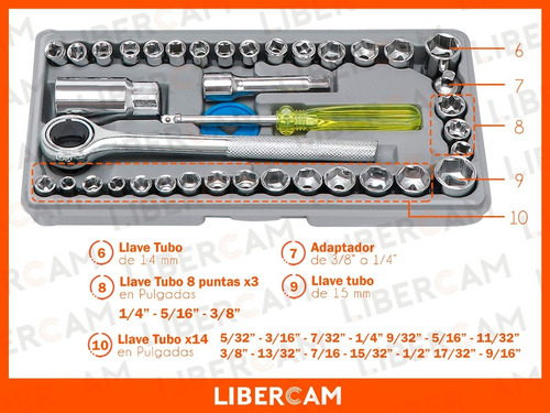 Juego De Llaves Combinadas Tubo Herramientas 40pza Valija