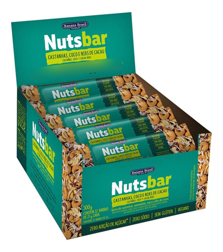 Barras Nutsbar Castanhas Coco E Nibs De Cacau | Caixa 12x25g