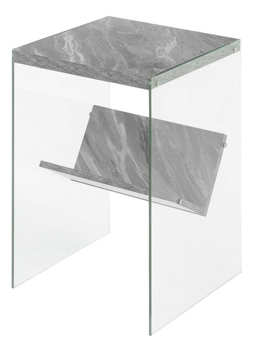 Mesa Auxiliar De Cristal Con Estante Abedul Sintético