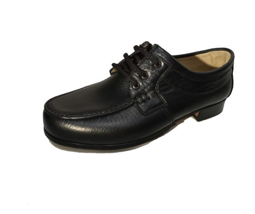 Imagen 2 de 6 de Zapato Cuero Negro Clásico Media Suela Con Cordón Hombre