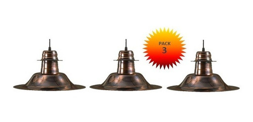Imagen 3 de 9 de Pack X3 Colgante Cobre + Lamp Vintage G80 Filamento Hot Sale