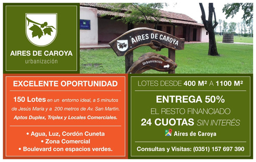 Terreno En Venta Colonia Caroya - Aires De Caroya