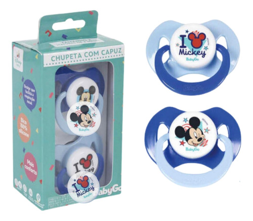 Chupeta C/ Capuz C/2 Un Orto Mickey Tamanho 1 - Babygo