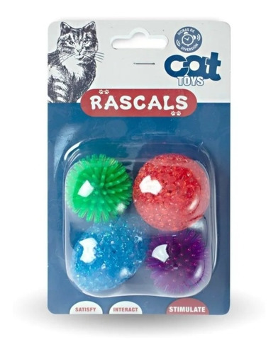 Rascals Juguete P/ Gatos Pack 4 Pelotas D Goma Pets Mascotas