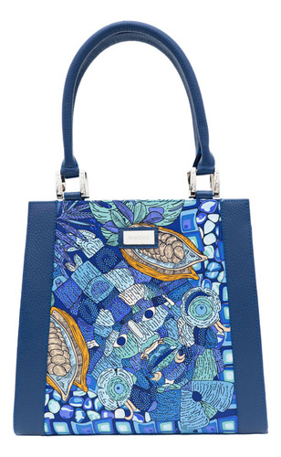 Bolsa Yaab Pineda Covalin Diseño Máscara De Jade Color Azul