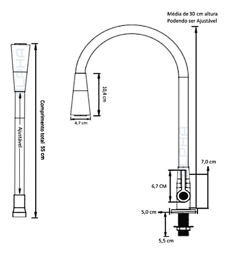 Torneira De Cozinha De Bancada Tubo Gourmet Cônico 1/4v. C72 Cor Cromado