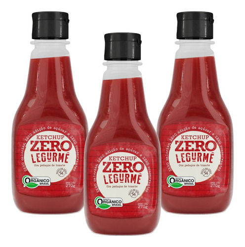 Ketchup Zero Orgânico 270g - Legurmê (kit C/ 3 Unidades)