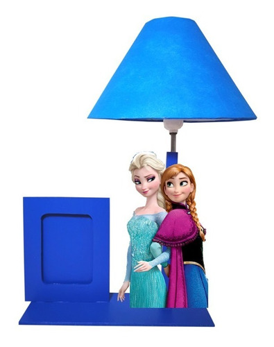 Lámpara Infantil De Frozen Ana Y Elsa  Con 8 Portarrétrato 