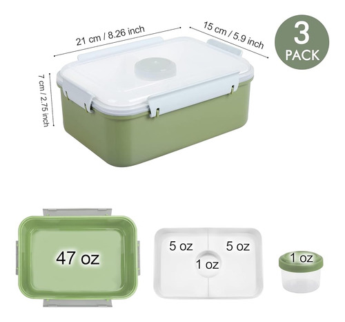 Juego De 3 Contenedores Bento Para Alimentos Y Ensaladas