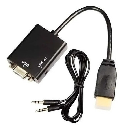 Hdmi Para Vga Com Áudio P2 Conversor Adaptador De Vídeo 