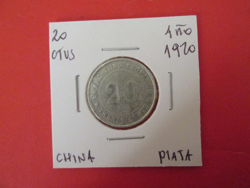 Antigua Moneda China 20 Centavos De Plata Año 1920 Escasa