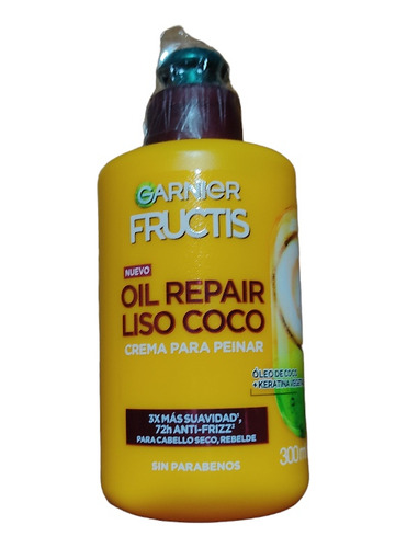 Crema Para Peinar Garnier Fructis Repair Liso Coco 300 Ml