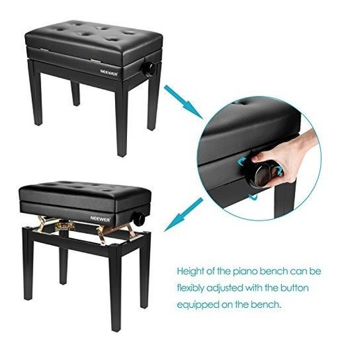 Nw 007 Pu Leather Adjustable Piano Bench With Waterproof
