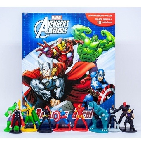 Livro Infantil 10 Miniaturas - Marvel Batalhas Incriveis