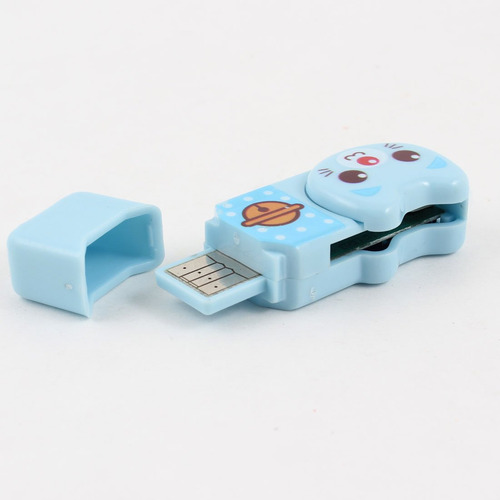 Qtqgoitem Mini Gato Diseño Plastico Azul Lector Tarjeta Usb