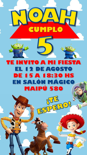 Invitación Tarjeta Digital Personalizada Toy Story