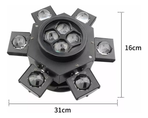 Canhão De Luz Giratório 10 Leds Rgb 150w 127/220V Movimento Ao Som Com Laser Iluminação Eventos Virtok