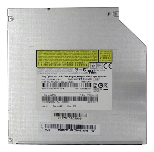 Gravador De Dvd Para Notebook Lenovo G480 Modelo Ad-7740h