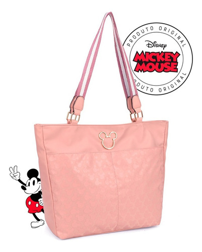 Bolsa De Ombro Feminina Silhuetas Mickey - Original Disney Cor Rose