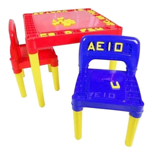 Mesa Infantil Com 2 Cadeiras Educativa Mesinha Didatica Cor Vermelho