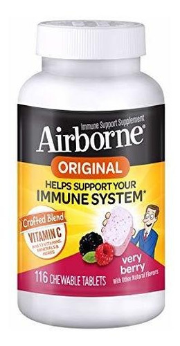Airborne Very Berry Chewable Tablets - Vitamina C 1000mg (p