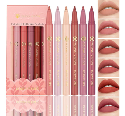 6pc Liquid Lipstick & Lipliner Set Lip Stain Tint Collection