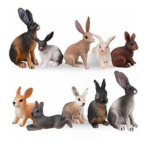 Figuras De Animales - Toymany 10pcs Easter Bunny Rabbit Figu