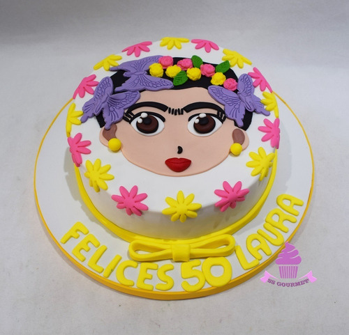 Torta Frida Kahlo Flores Tematica Personalizada