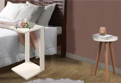 Mesas Redonda De Cabeceira Canto Madeira Off White Off White