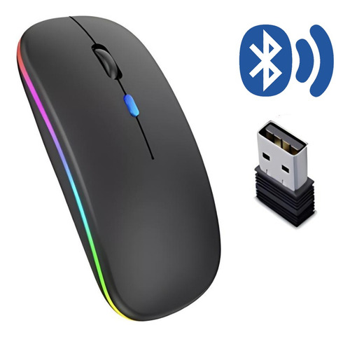 Mouse Sem Fio Recarregável Optico Led Rgb + Mouse Pad