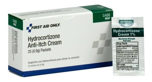 First Aid Only G486 Hydrocortisone Cream Packet, 25 Count